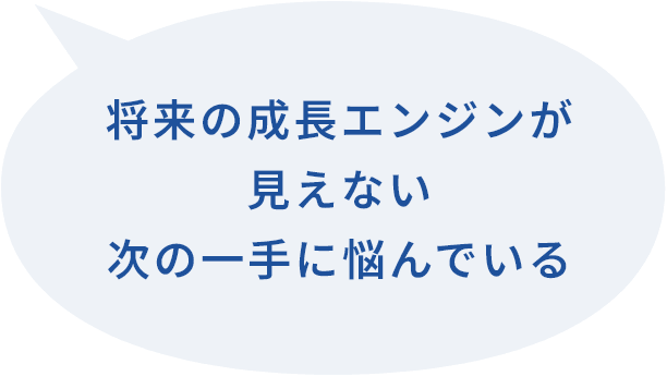 将来の成長エンジンが見えない次の一手に悩んでいる